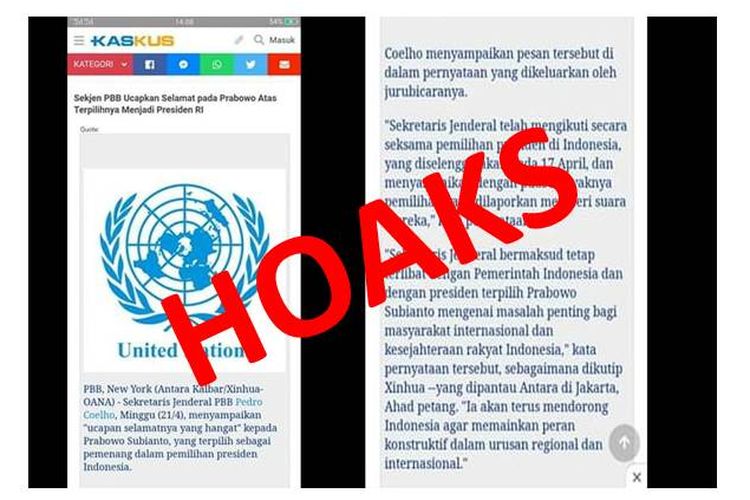 Beredar artikel berjudul Sekjen PBB Ucapkan Selamat pada Prabowo Atas Terpilihnya Menjadi Presiden RI atasnamakan LKBN Antara.