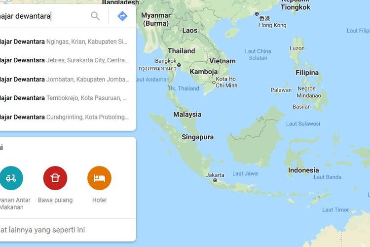 Jalan Ki Hajar Dewantara di beberapa daerah di Indonesia