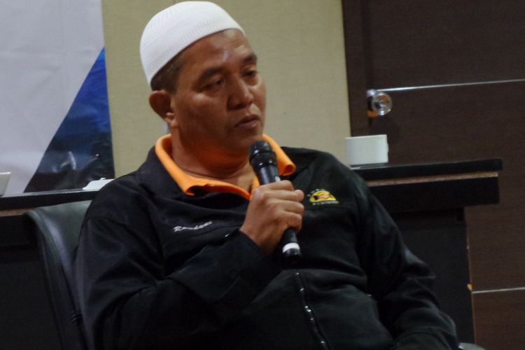 Ramdhani, korban bom di Kedutaan Besar Australia saat menceritakan kisahnya di Jakarta, Kamis (25/1/2018).