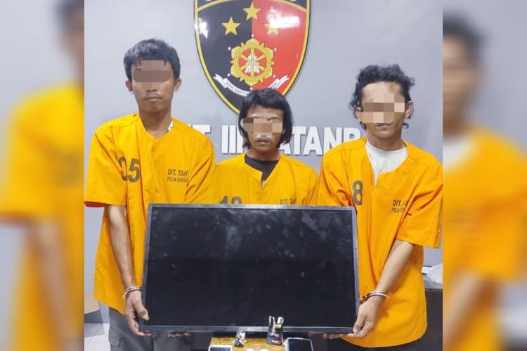 Tiga pelaku pencurian televisi diamankan Polda Bangka Belitung, Kamis (8/2/2024).