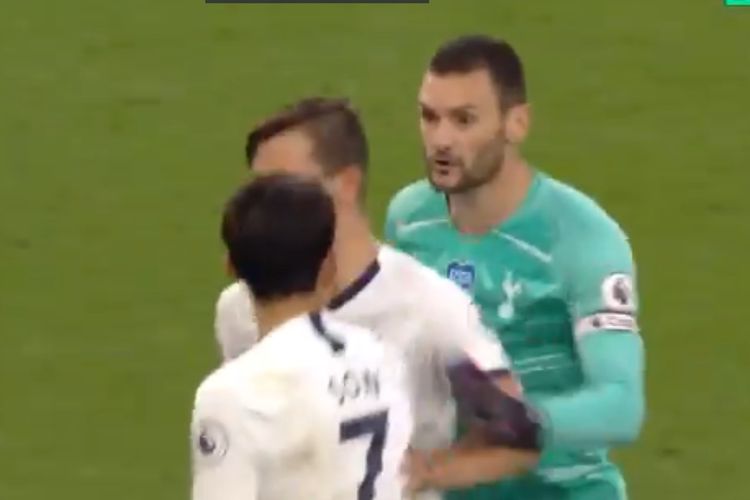 Son Heung-min dan Hugo Lloris terlibat cekcok saat laga Tottenham vs Everton pada pekan ke-33 Liga Inggris 2019-2020.