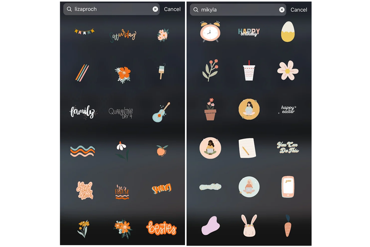 Stiker lizaproch dan mikyla di Instagram.