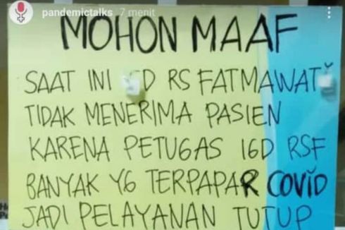 Foto Viral UGD Tutup karena Banyak Petugas Terpapar Covid-19, Ini Penjelasan RSUP Fatmawati