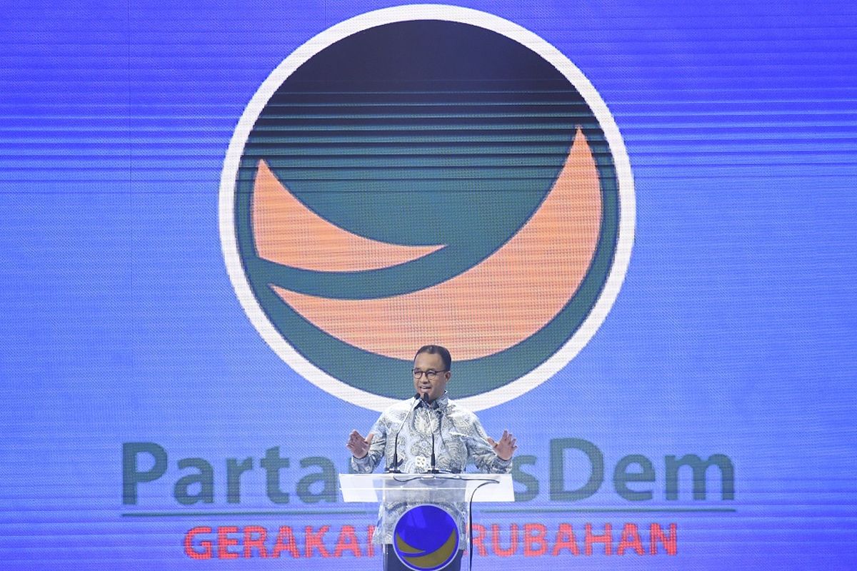 Gubernur DKI Jakarta Anies Baswedan memberikan sambutan saat pembukaan Kongres II Partai NasDem di JIExpo, Jakarta, Jumat (8/11/2019). Kongres II Partai NasDem yang digelar 8-11 November itu mengusung tema Restorasi Untuk Indonesia Maju. ANTARA FOTO/Hafidz Mubarak A/nz