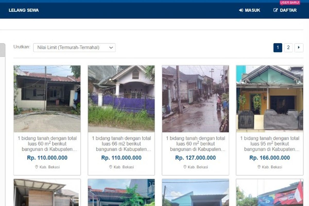 DJKN melalui lelang.go.id memfasilitasi lelang rumah yang berlokasi di Bekasi dengan nilai limit Rp 100 jutaan.