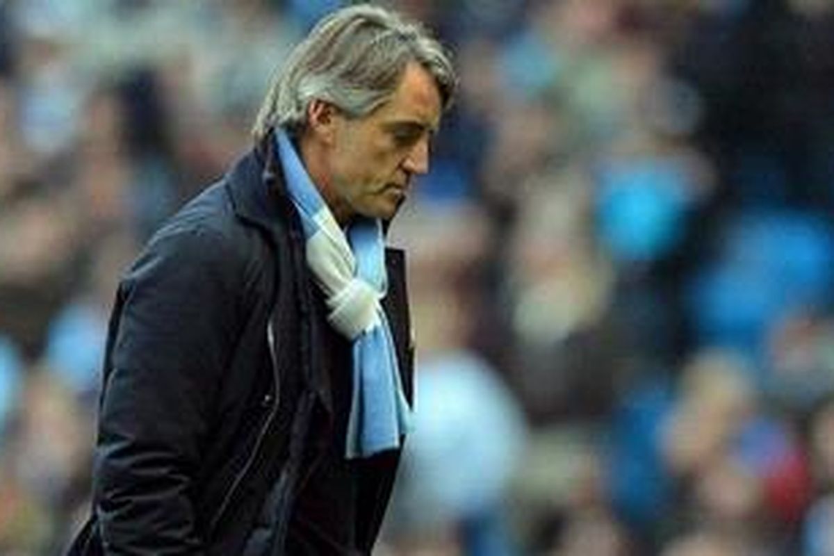 Pelatih Manchester City, Roberto Mancini.
