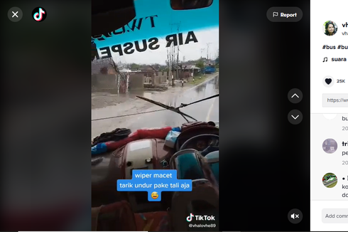 Video Unik Aksi Kerja Sama Kernet dan Sopir Bus Atasi Wiper yang Rusak