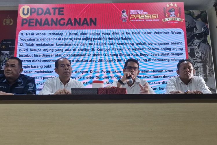 Kasat Reskrim Polrestabes Semarang, Andhika Dharma Sena menyampaikan perkembangan kasus penyiksaan anjing, Senin (15/1/2024).
