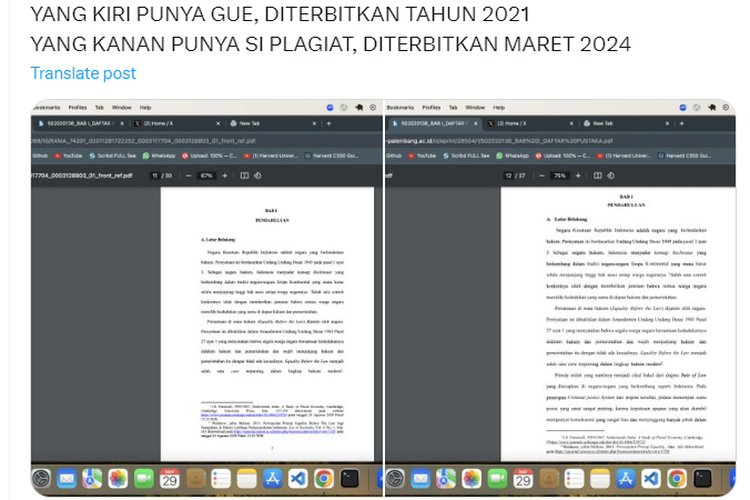 Mahasiswa UM Palembang diduga lakukan plagiarisme mahasiswa Unsri.