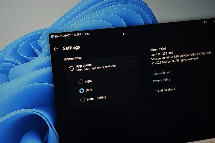 Fitur dark mode bisa dicoba oleh pengguna PC Windows 11 di Indonesia lewat aplikasi Paint versi 11.2309.30.0. 