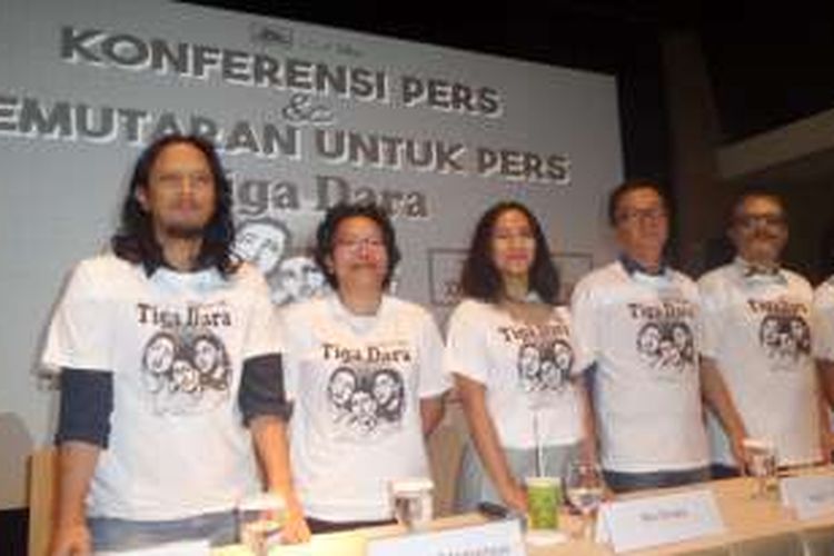 Konferensi pers film Tiga Dara hasil restorasi 4K di XXI Plaza Indonesia, Jakarta Pusat, Rabu (3/8/2016).