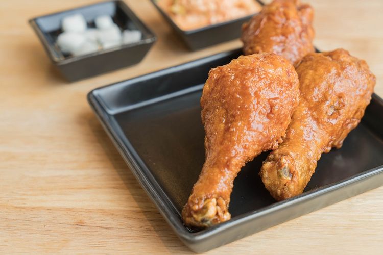 korean fried chicken in a plate