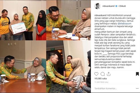 Ridwan Kamil Serahkan Bantuan Warganet untuk Keluarga Haringga Sirla