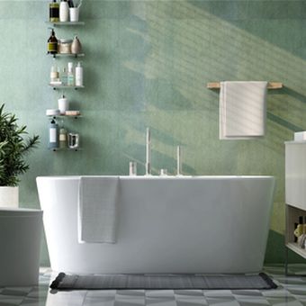 ilustrasi kamar mandi berwarna hijau