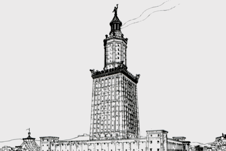 Rekaan gambar Mercusuar Iskandariyah dibuat tahun 1909