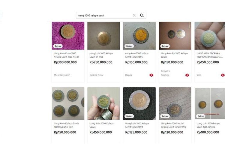 Di media sosial ramai soal uang logam kelapa sawit Rp 1.000 yang dijual hingga ratusan juta rupiah.