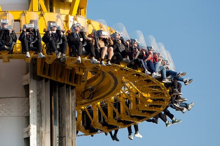 Wahana Gyro Drop 2 VR di Lotte World Adventure Seoul