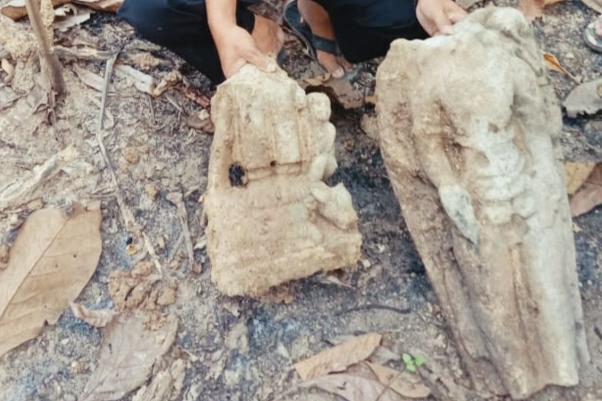 2 of the 3 ancient statues found in Grobogan, Central Java on 11 September 2020