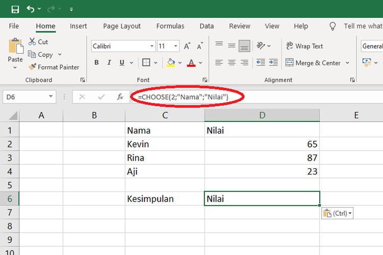 Cara menggunakan rumus CHOOSE di Microsoft Excel.