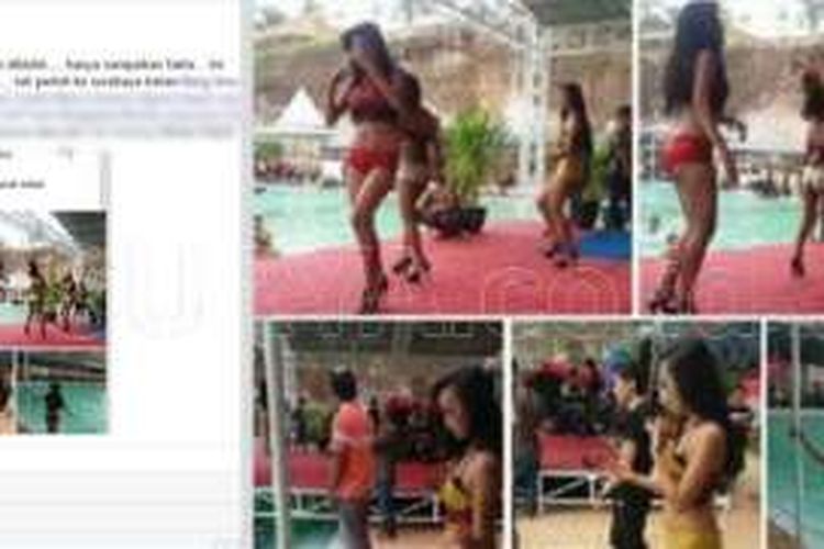 Model berbikini berjoget di atas panggung pinggir kolam renang menghebohkan warga Bangkalan.