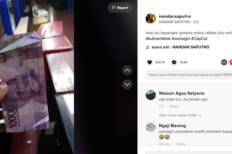 Viral, video dengan uang Rp 10.000 bisa makan 3 kali sehari di Wonogiri.