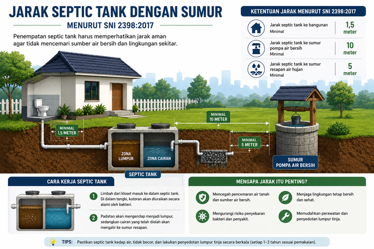 Begini Aturan Jarak Ideal Septic Tank dari Sumur