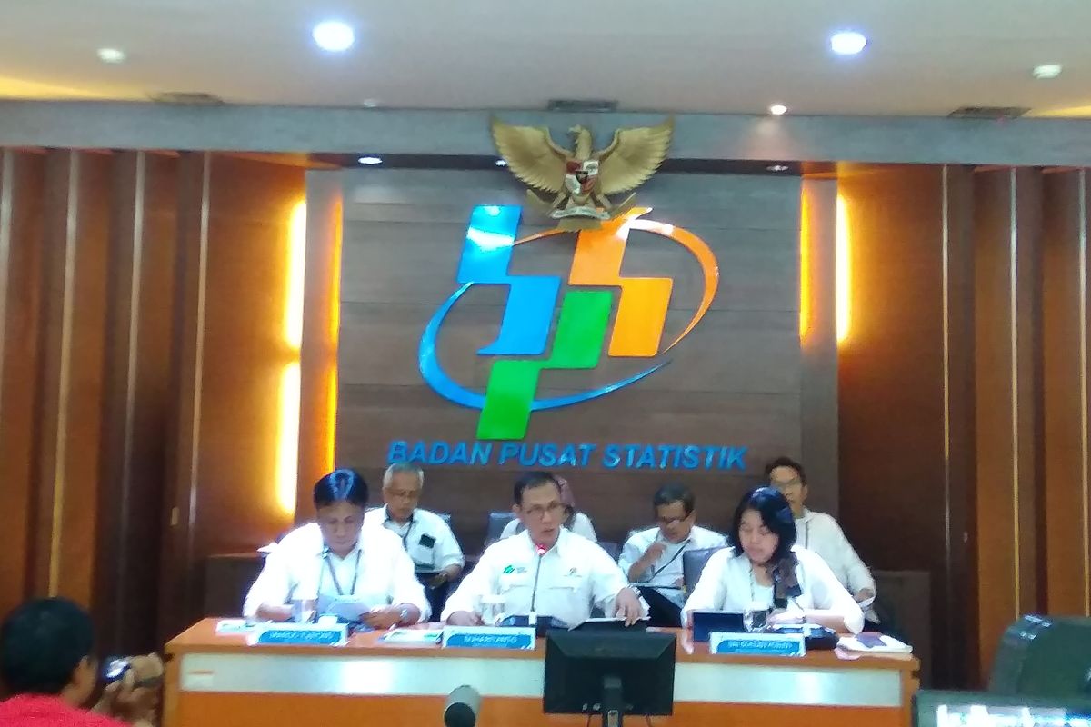 Kepala Badan Pusat Statistik (BPS) Suhariyanto saat memaparkan pertumbuhan ekonomi kuartal III 2019 di Jakarta, Selasa (5/11/2019).