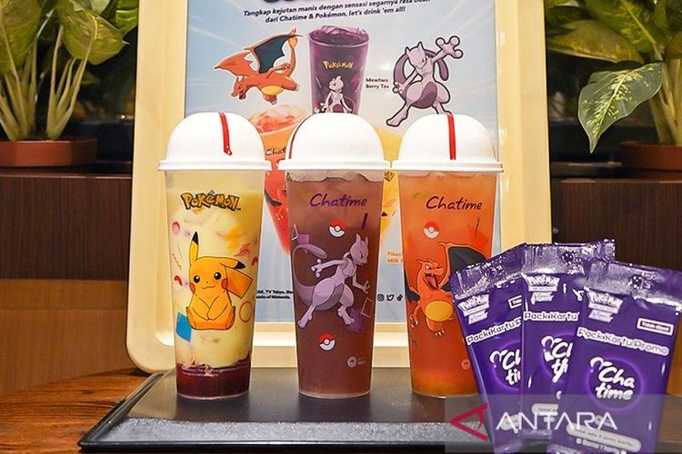 Tiga minuman Chatime yang terinspirasi dari Pokemon. 