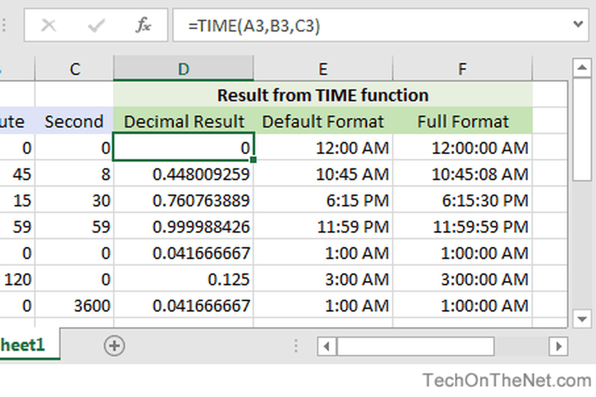 cara mengatur format jam di excel