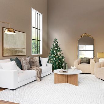 Ilustrasi pohon Natal di ruangan