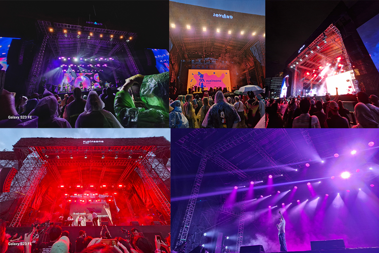 Suasana festival musik Joyland Fest 2023 menggunakan kamera ultrawide Samsung Galaxy S23 FE