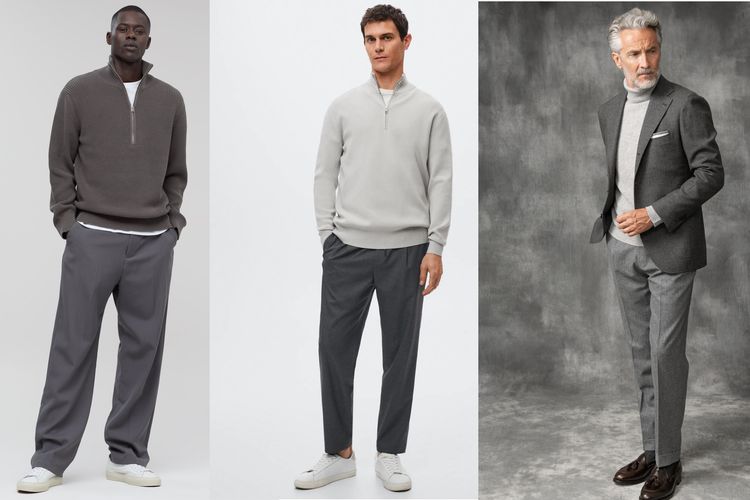 Ilustrasi perpaduan warna pakaian abu-abu