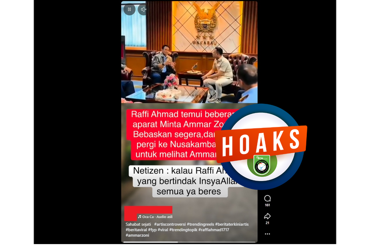 Video yang mengeklaim Rafi Ahmad menemui aparat untuk membebaskan Ammar Zoni