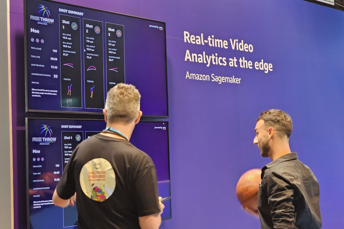 AWS atau Amazon Web Services memamerkan demo Basketball free-throw analyzer dalam ajang SXSW Sydney 2023 di ICC Sydney yang berlangsung 15-22 Oktober 2023.