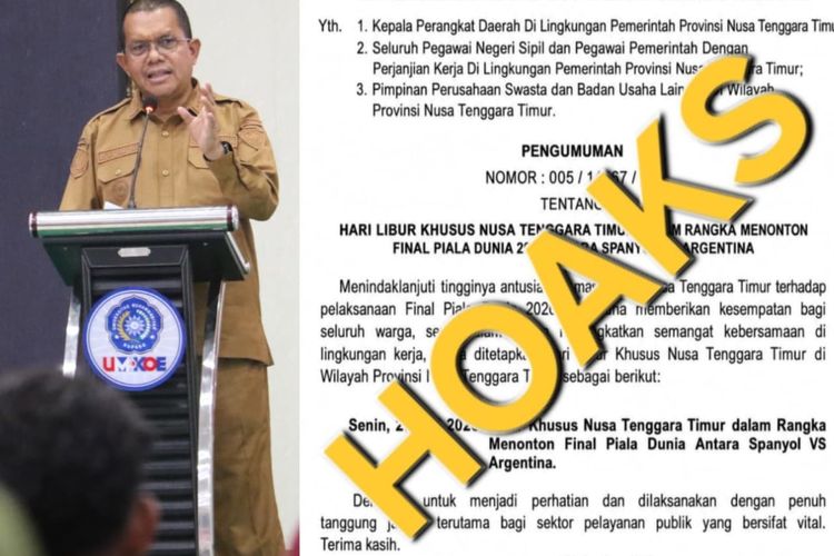 Beredar Surat Edaran Libur Final Piala Dunia 2026, Gubernur NTT: Itu Hoaks, ASN Tetap Masuk Normal