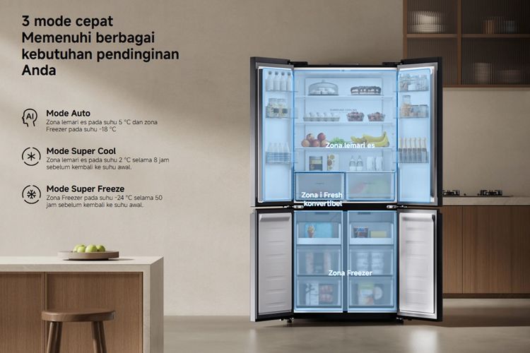 Tiga mode pendinginan Xiaomi Mijia Refrigerator Cross Door 510L
