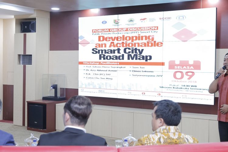 Wali Kota Semarang, Hendrar Prihadi, pada kegiatan focus group discussion Goesmart 2018 di Situation Room Pemerintah Kota Semarang, Selasa (9/10/2018).