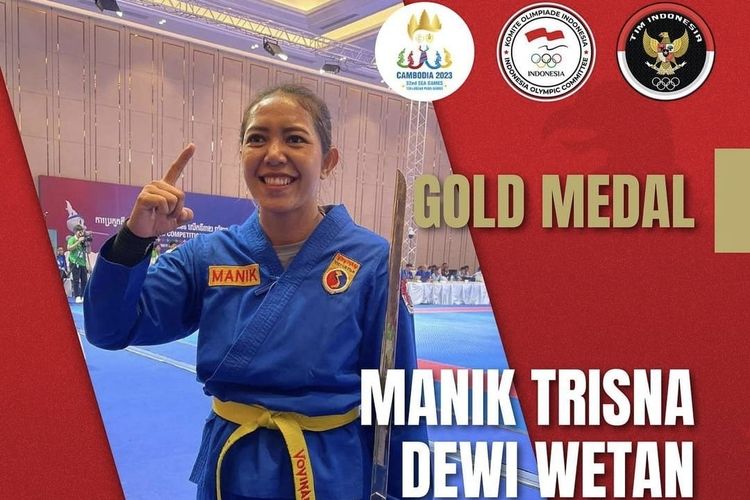 Tangkapan layar Instagram @timindonesiaofficial yang menunjukkan Manik Trisna Dewi Wetan meraih medali emas SEA Games 2023 Kamboja dari nomor Yin Yang sword form putri cabor vovinam pada Minggu (7/5/2023) pagi WIB.