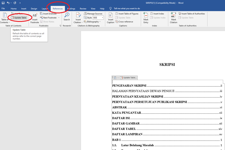 how to edit table of contents in word that is not correct