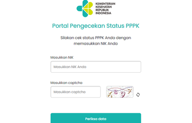 Laman pengecekan untuk mengetahui apakah Anda terdaftar atau tidak sebagai calon PPPK nakes.