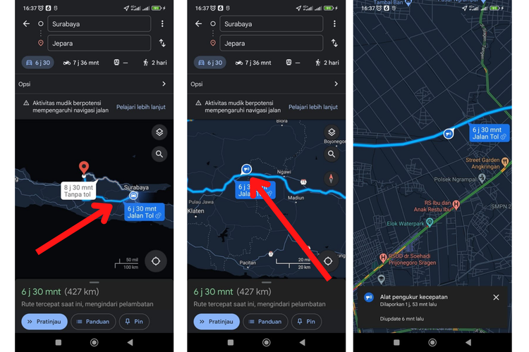 Cara cek lokasi kamera pengukur kecepatan di gmaps