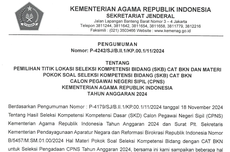 Catat, Ini Kisi-kisi SKB CPNS Kemenag 2024