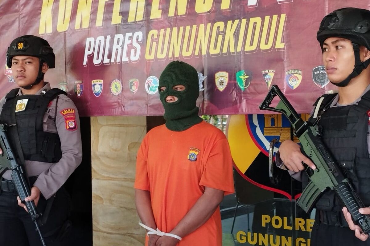 G warga Kapanewon Playen, Gunungkidul, pelaku dugaan pencabulan diamankan di Mapolres Gunungkidul.