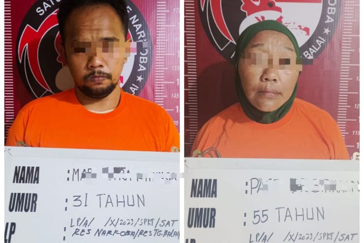 Tampang ibu dan anak di Tanjung Balai, Sumatera Utara ditangkap polisi karena jual narkoba 