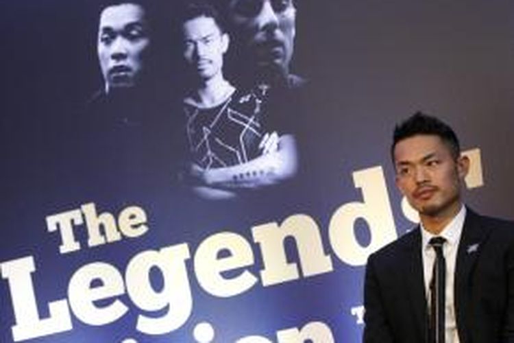 Pebulu tangkis Tiongkok, Lin Dan, berbicara dalam sebuah acara jelang All England yang berlangsung di Birmingham, Inggris, Selasa (3/3/2015).