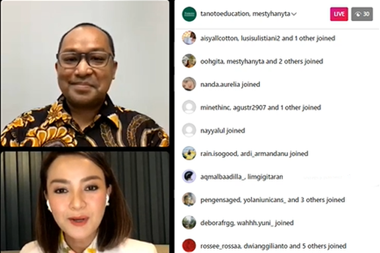 Siaran live Instagram Tanoto Foundation dengan topik ?Memahami Pentingnya Pendidikan Anak Usia Dini, Selasa (21/9/2021).
