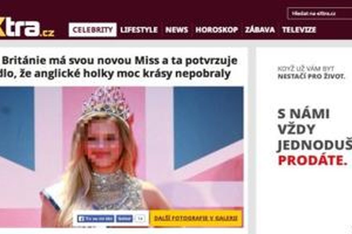 Wajah Miss Great Britain sengaja diblur oleh situs berita Ceko