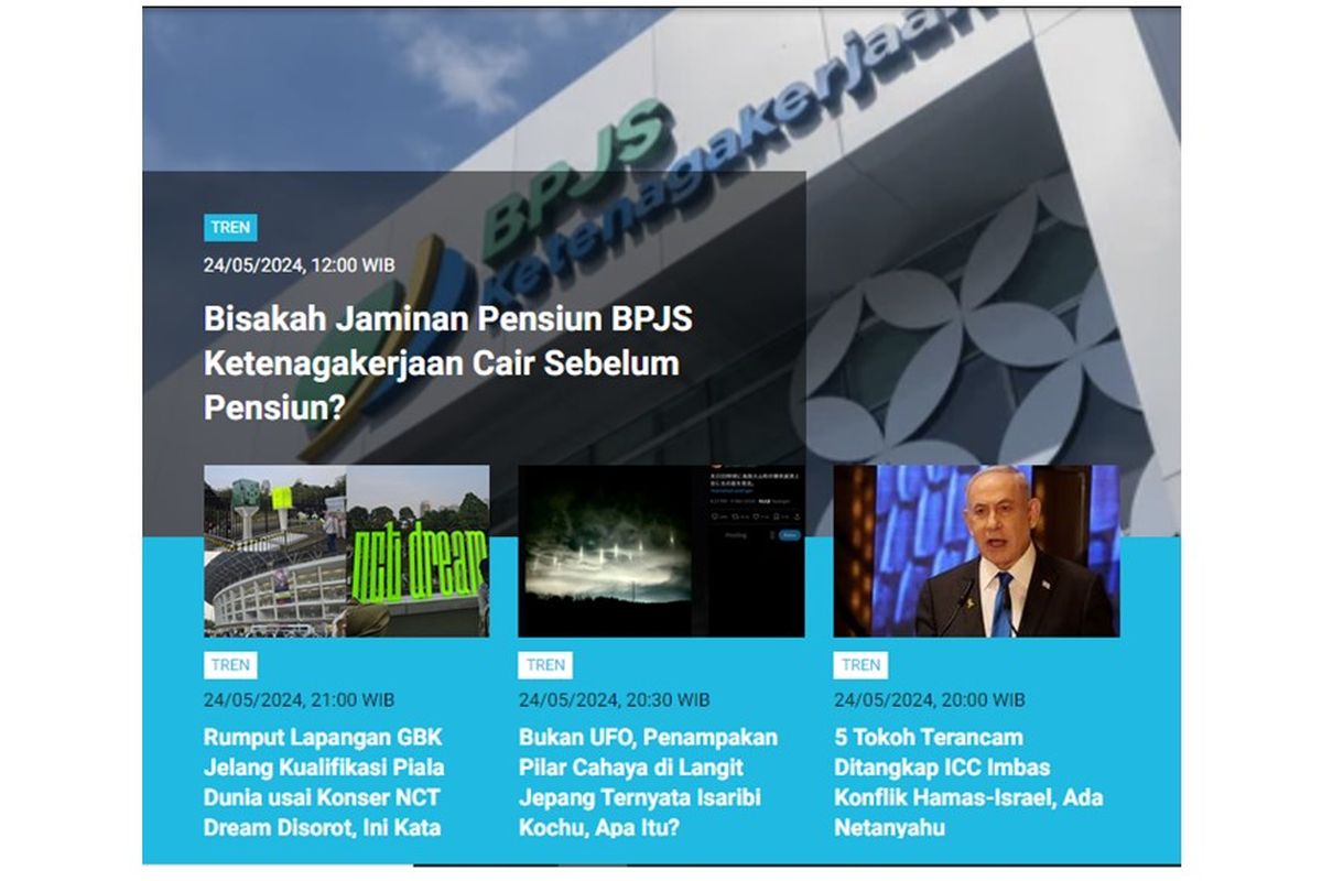 Artikel terpopuler kanal Tren, Jumat (24/5/2024).