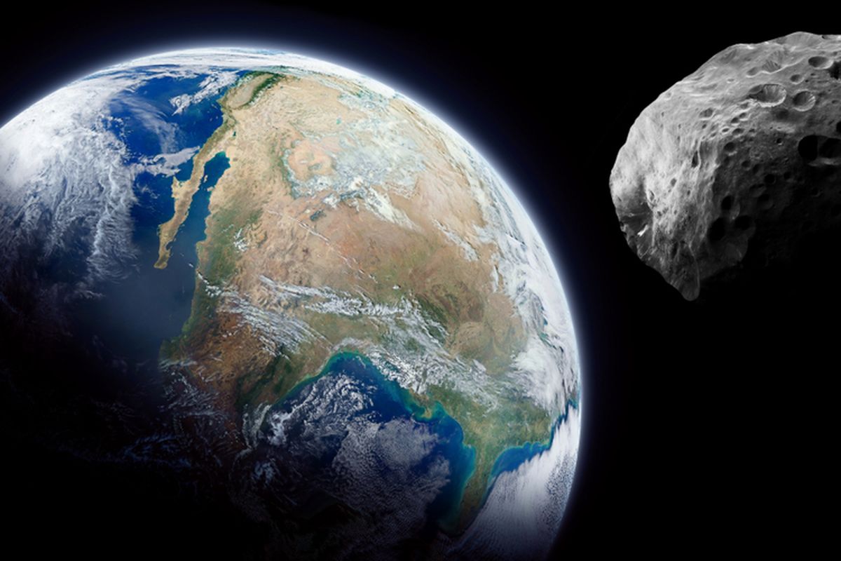 Ilustrasi asteroid dekat Bumi.