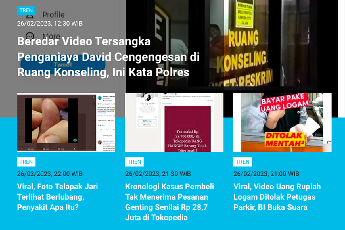 Populer Tren 27 Februari 2023: Video penganiaya David cengengesan di kantor polisi, hingga kronologi tewasnya model Hong Kong Abby Choi